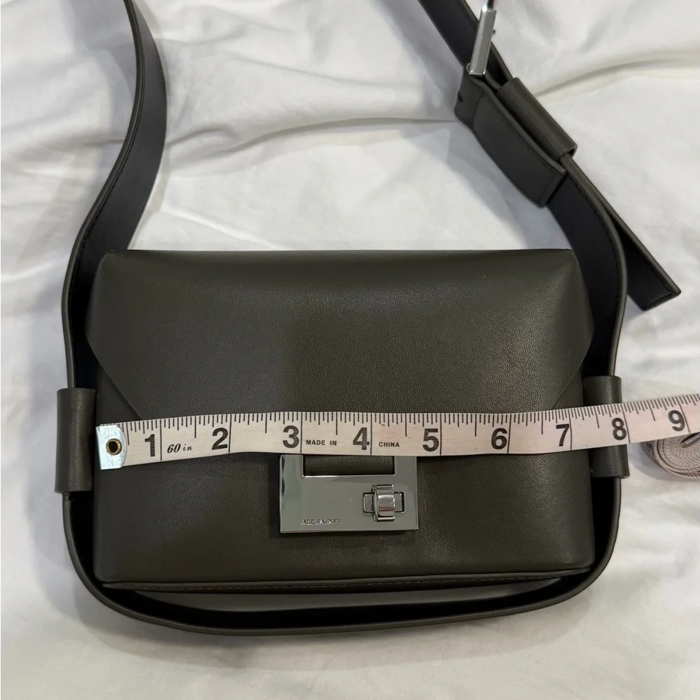 All Saints Frankie 3 in 1 Crossbody Belt Bag Silver Buckle Green NWT - Picture 11 of 17